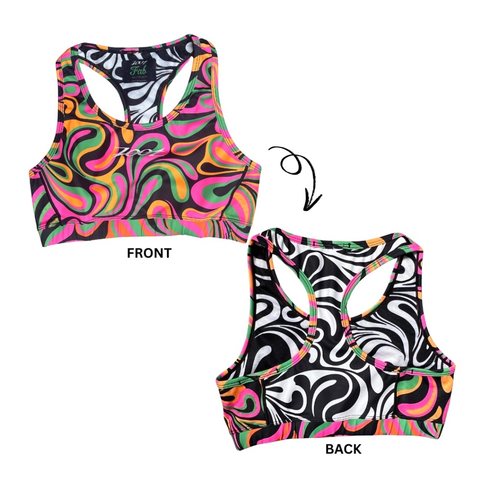 ZOOT Women's Ltd Tri Bra Multicolor Fab Pattern Triathlon Bra Sports Bra Size XS